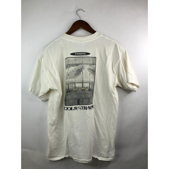 Gildan Other - Vintage Fishing Shirt Fish Tools Of The Trade Boat White Tee Graphic 90s Large